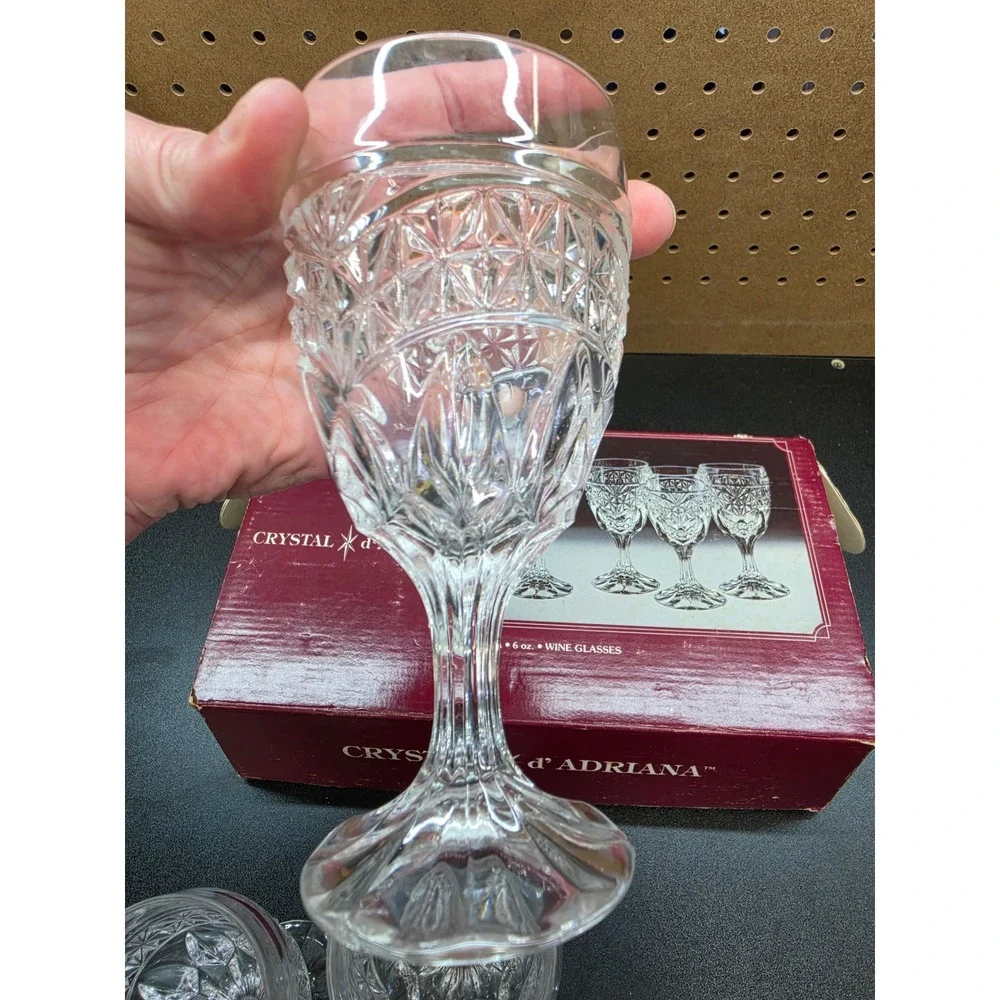 Crystal d'Adriana Luna 6oz Wine Glasses Set of 4 Lead Crystal Cut Glass Vintage